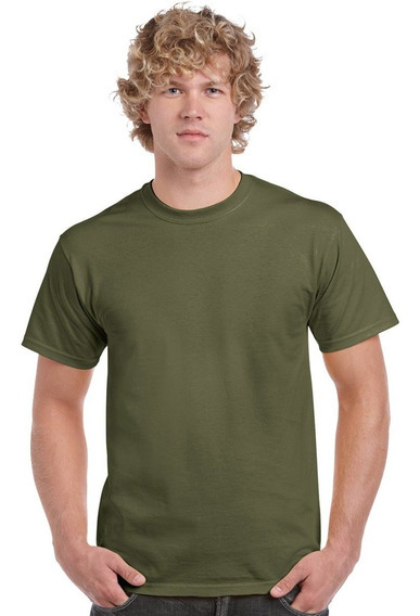 Playera Caballero Cuello Redondo Verde Militar  