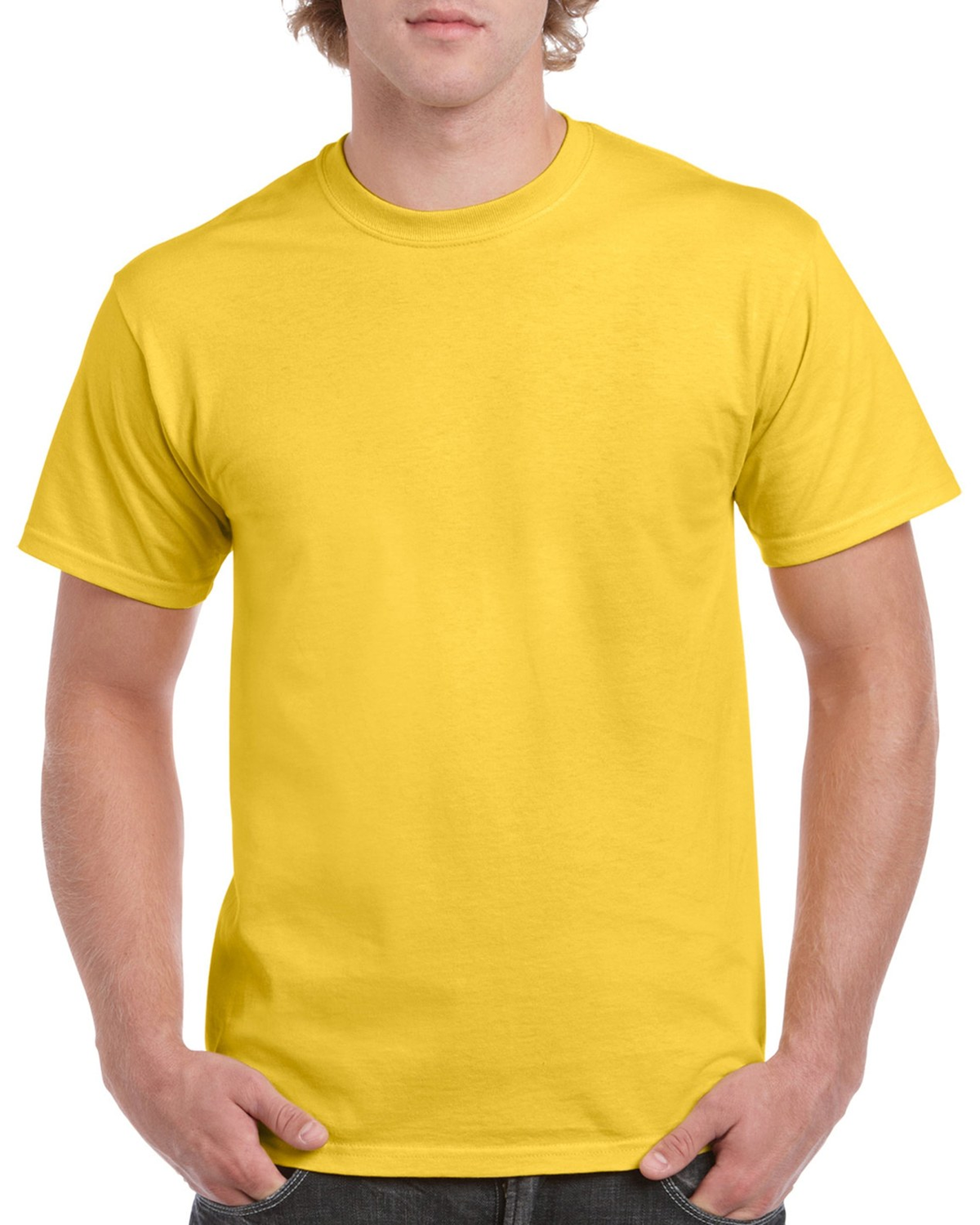 Playera Caballero Cuello Redondo Amarillo Oro  