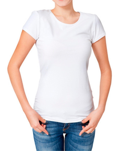 Playera Dama Cuello Redondo Blanca 